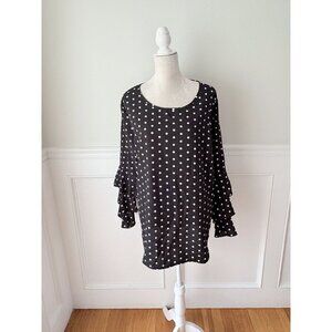 Black Polka Dot Ruffle-Sleeve Tunic Dress Size XL